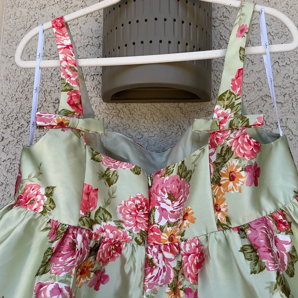 NWT Lulu’s Unbelievably Lovely Sage Floral Babydoll Empire Waist Mini Dress XL - Picture 9 of 12